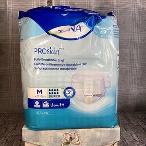 TENA Proskin Disposable Briefs Size Medium Heavy Absorbency Unisex 28 Count